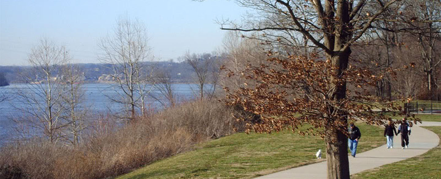 Paved Walking Path Along The River At Fernbank Park