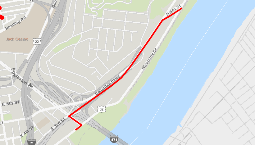 Riverside Drive Map Detour for GCWW Work