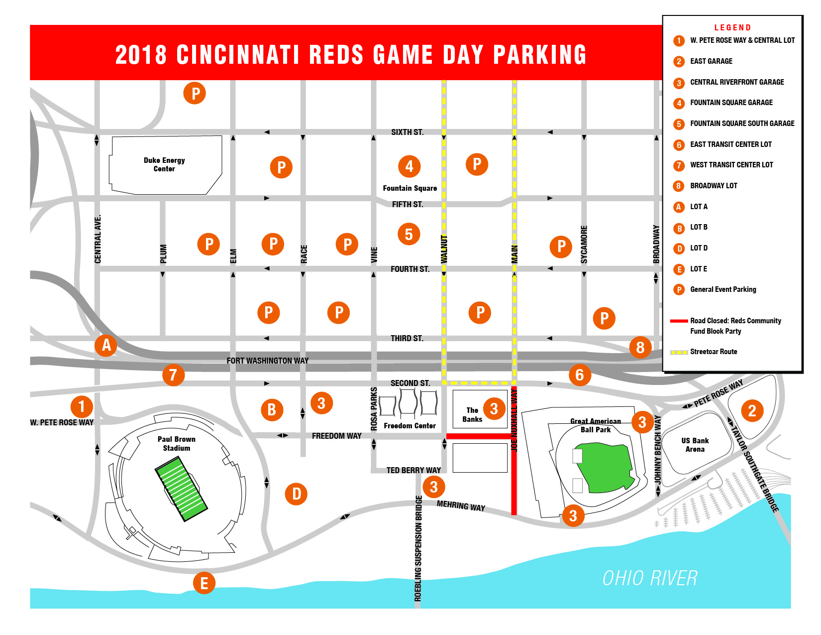 2018 Reds Parking Map