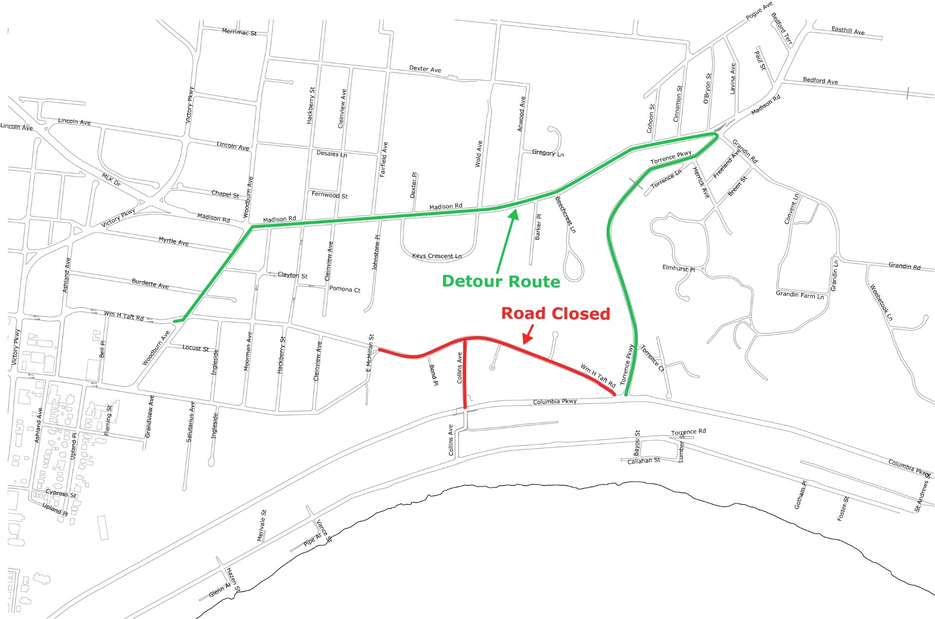 Road closure map