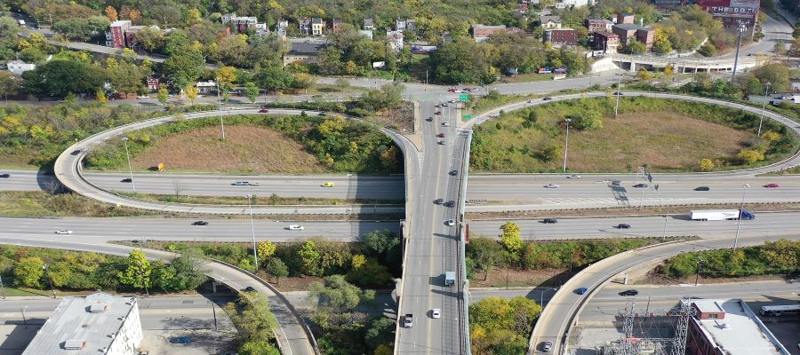 Western Hills Viaduct Close-up view of Interstate 75 interchange