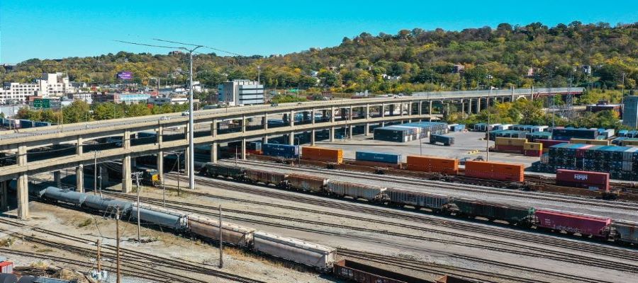 Western Hills Viaduct Facing southwest toward South Fairmount neighborhood