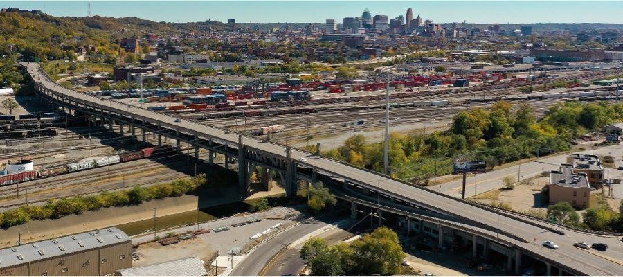 Western Hills Viaduct View Looking Southeast Toward Downtown
