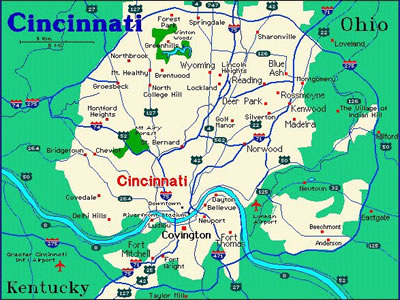 Cincinnati On A Map Greater Cincinnati Map - Parking