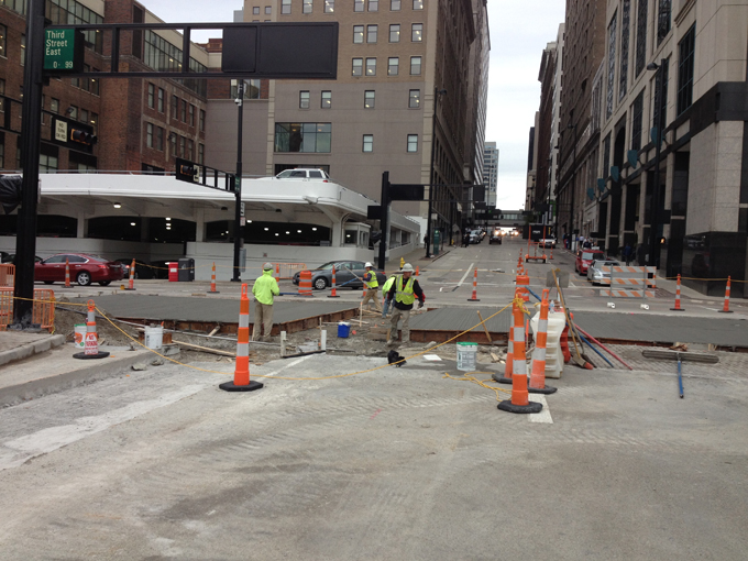 3rd and Walnut intersection work