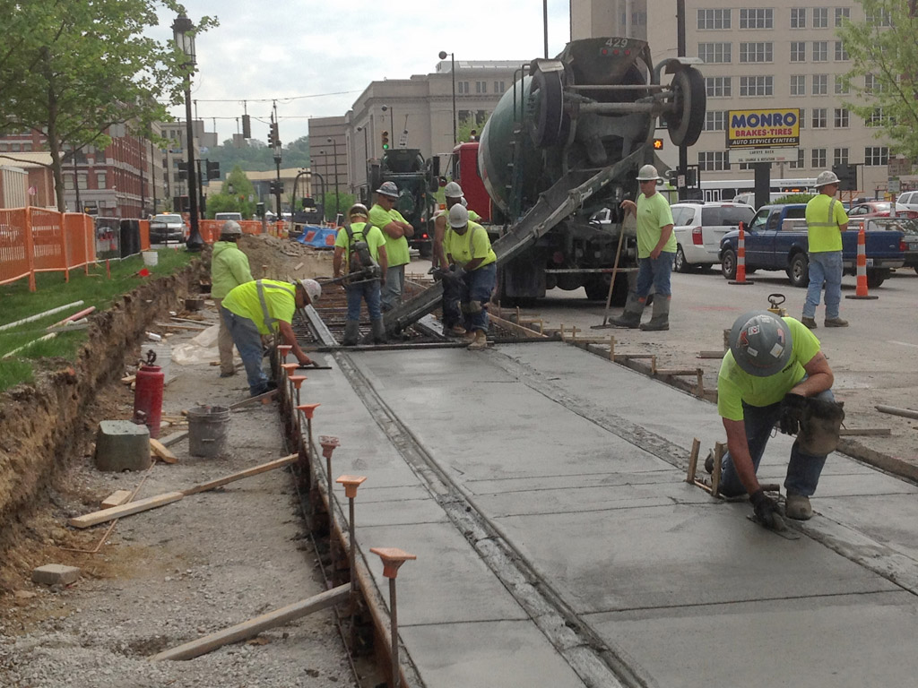 Central Parkway concrete finishing