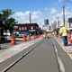 Pouring and smoothing the concrete track slab