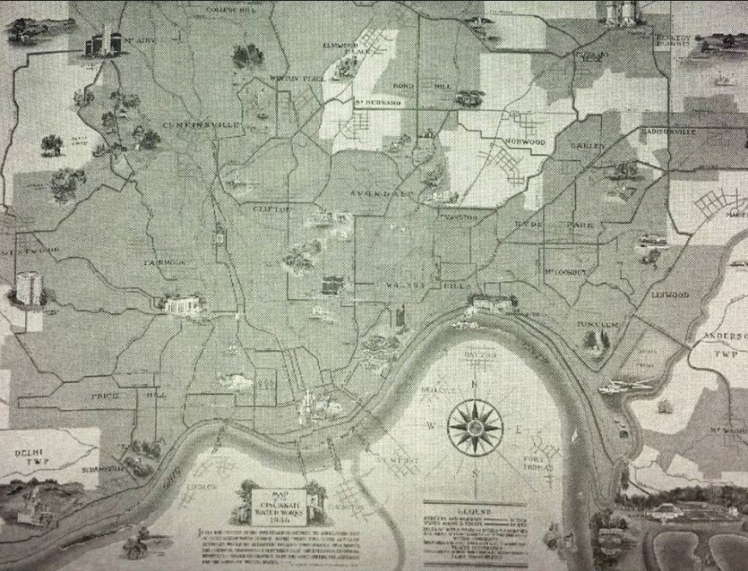 Water service map including Butler County